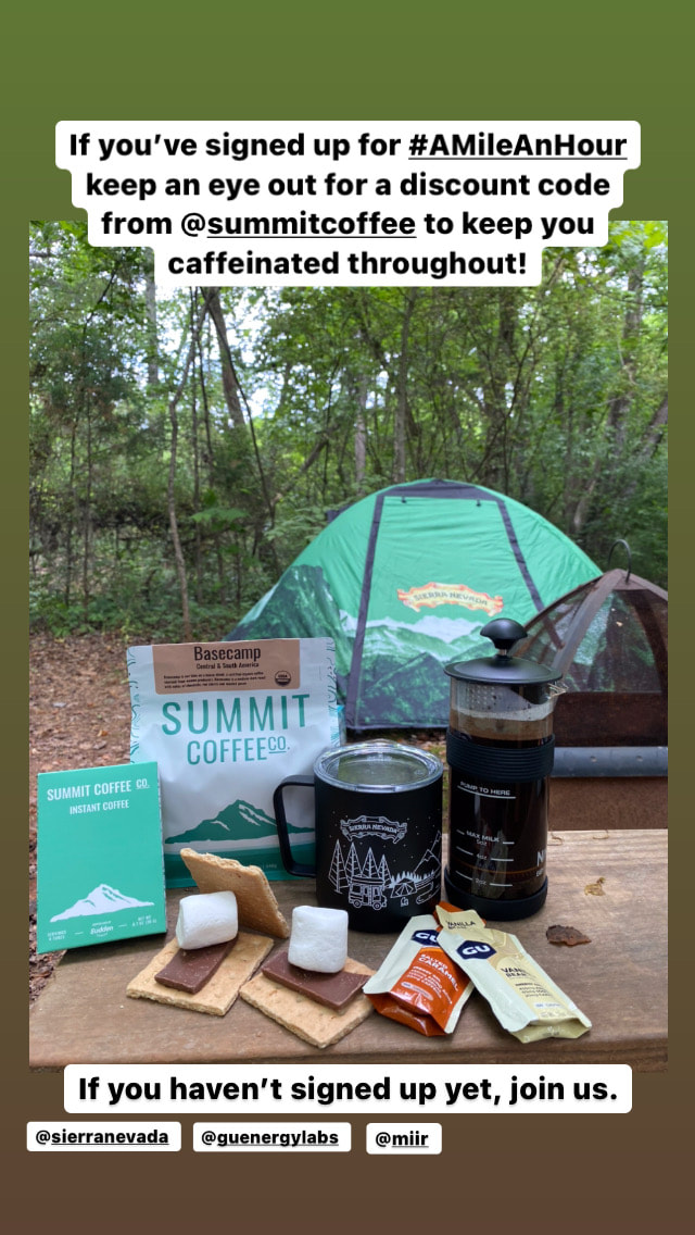 Human Powered Movement Challenge - A Mile An Hour - Campsite set up with Summit Coffee and Sierra Nevada Brewing Co