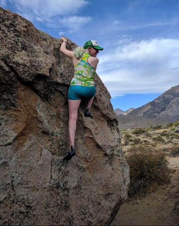 Human Powered Movement Journal - Christie Ivanstrom climbing The Buttermilks in Bishop, California