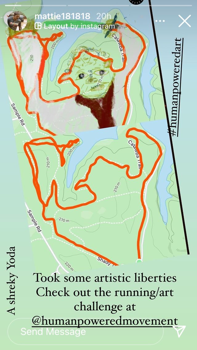 Human Powered Movement Challenge - Human Powered Art - GPS drawing of a Yoda