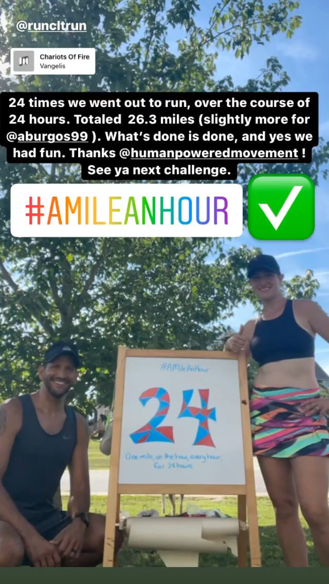 Human Powered Movement Challenge - A Mile An Hour - Sandy Johnson and Alejandro Burgos completed 24 miles in 24 hours